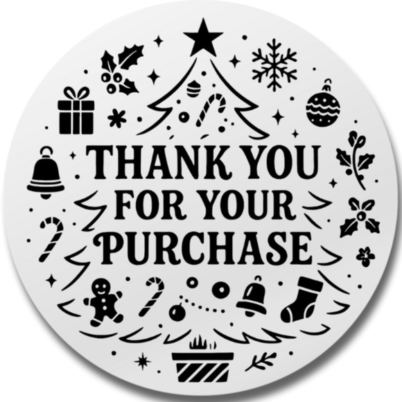 Thank You For Your Purchase Christmas Stickers 2" ROUND LABEL NEW - Picture 6 of 10
